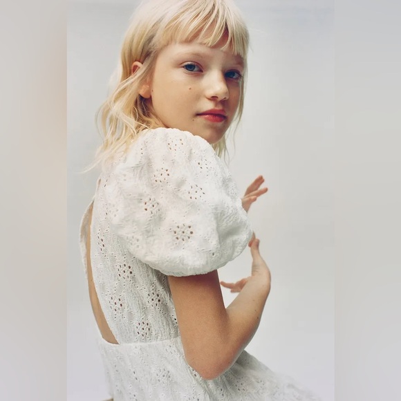 Zara TIERED SWISS EMBROIDERY DRESS - Picture 1 of 7